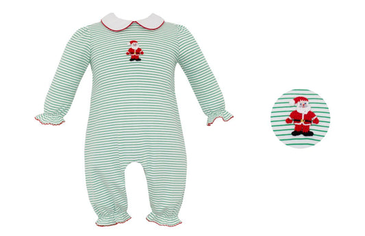 SANTA GIRL´S - Green Stripe Knit Romper
