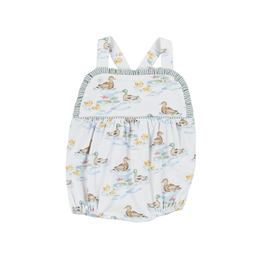 Baby girl bubble with duck pattern on a white background