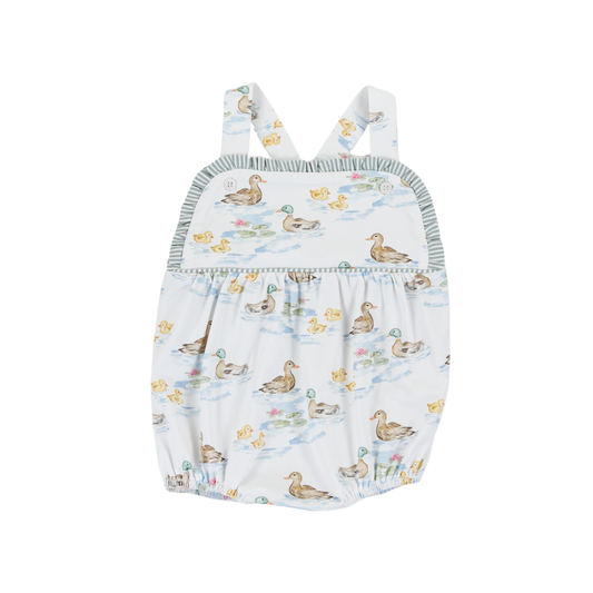 Baby girl bubble with duck pattern on a white background