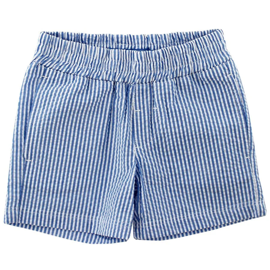 Blue and white sear-sucker shorts striped 