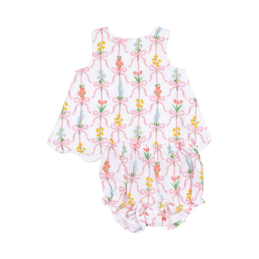 **PRE-ORDER** Ribbon Bouquets Scallop Top and Bloomer Set