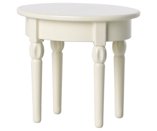 Small white round table with four legs for maileg mouse