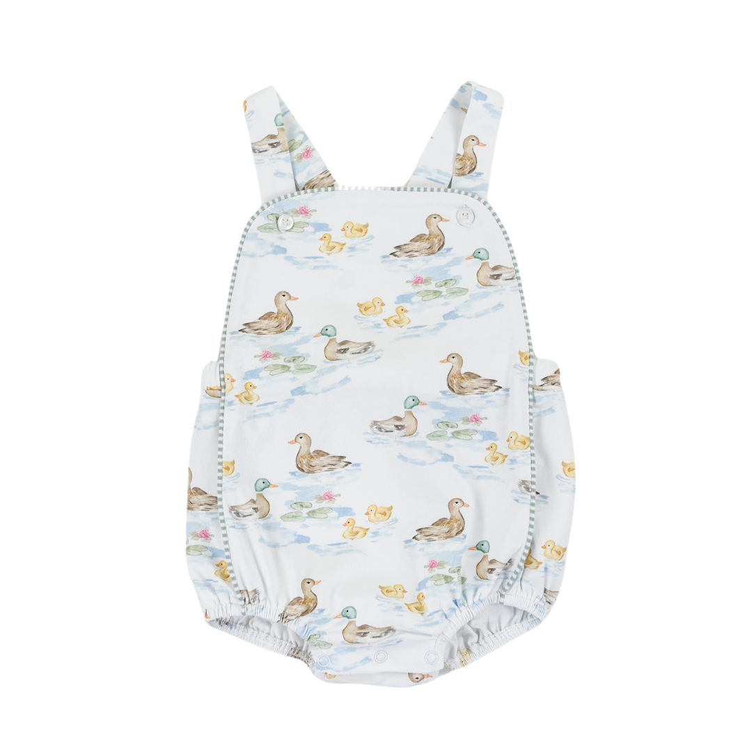 Baby boy bubble with duck pattern on a white background