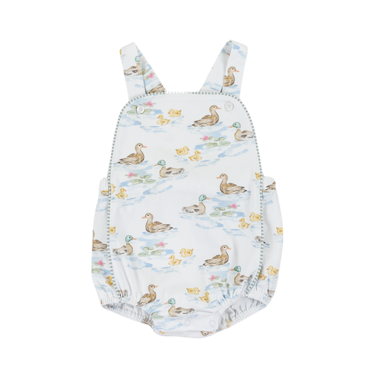 Baby boy bubble with duck pattern on a white background