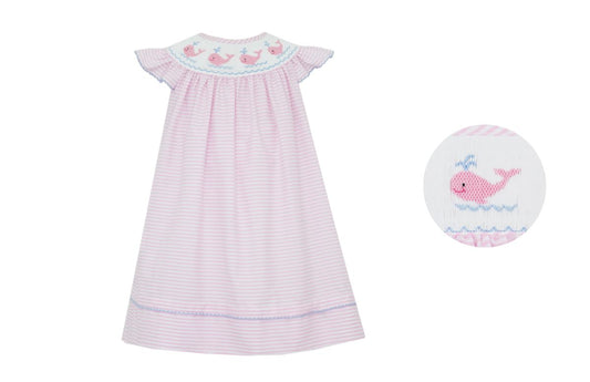Smocked Whale Pink Check Dress