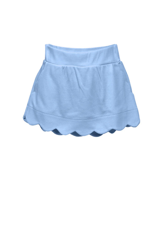 Light blue skort with elastic waist and hidden shorts.