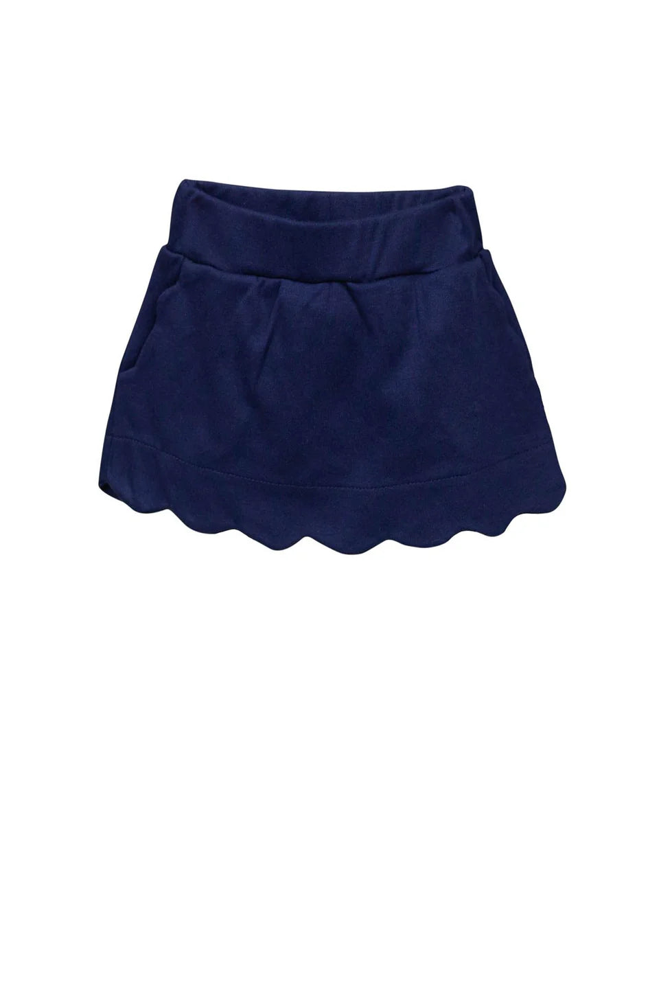 Navy skort with elastic waist and hidden shorts.