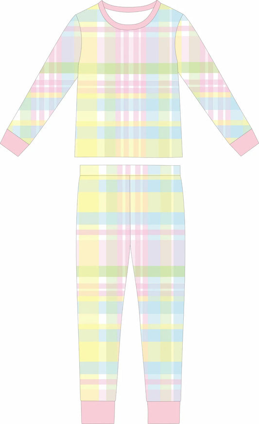 **PRE-ORDER** Girl Spring Plaid Two Piece Loungewear Set