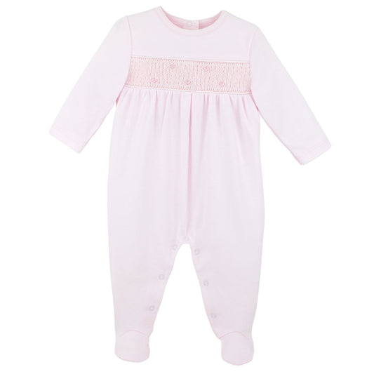 Tiny Stars Smocked Footie -Pink