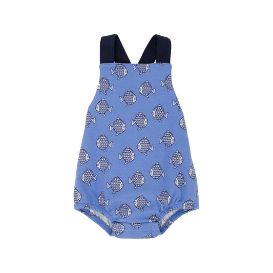 Stillman Sunsuit -Little Fishes with Nantucket Navy