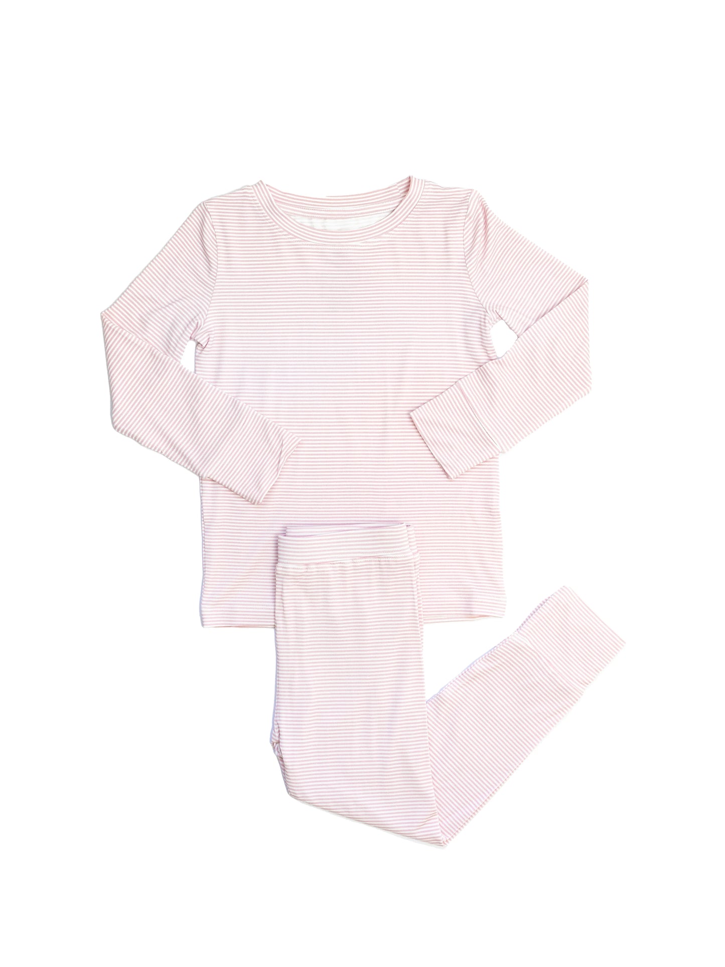 Mini Stripe 2 Piece Bamboo Pajama Set - Pink