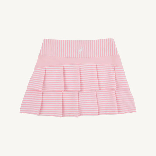 Pink and white striped skirt made with athletic material