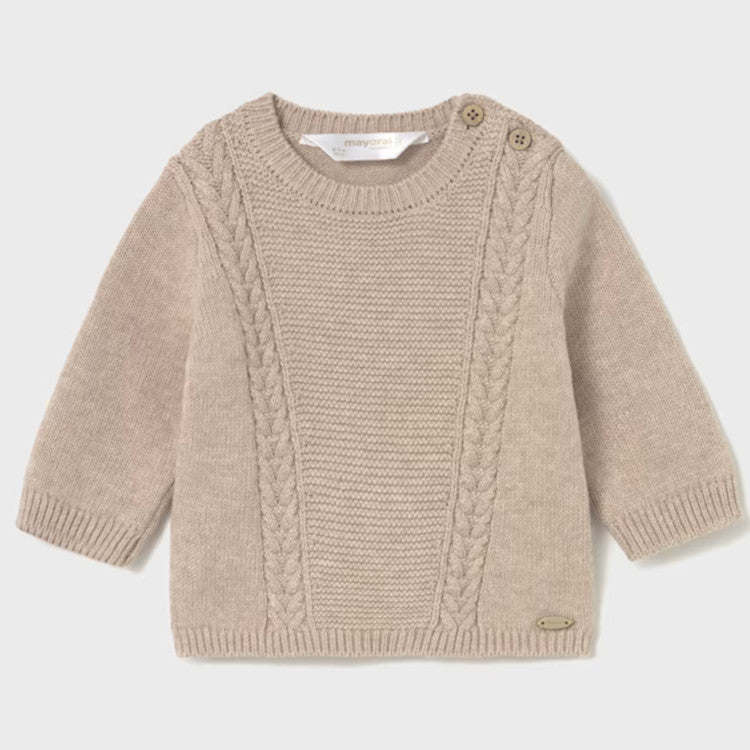 Newborn Boy Soft Knit Sweater - Tan