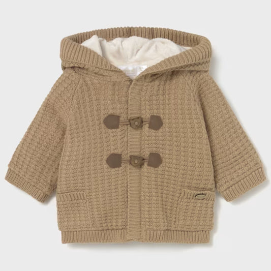 Newborn Boy Lined Knit Cardigan - Tan