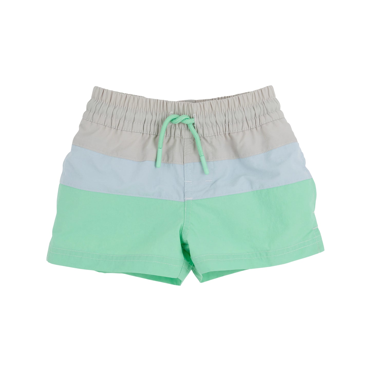 Country Club Colorblock Trunks -Sandy Springs Stone, Buckhead Blue, & Grace Bay Green with Worth Avenue White Stork