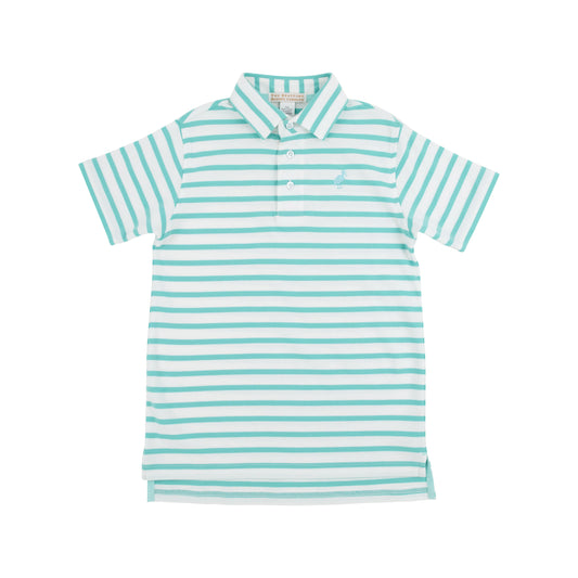 Prim & Proper Polo -Turks Teal Stripe with Edisto Egg Blue Stork