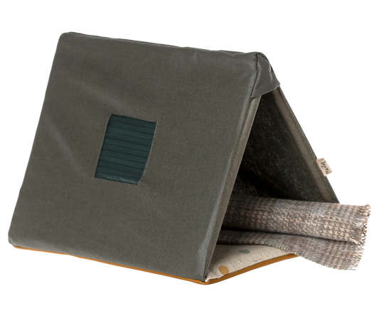 Gray fabric wedge cushion  tent for maileg mouse