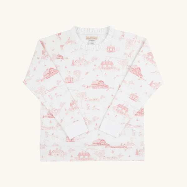 Cassidy Crewneck -York Town Toile with Worth Avenue White