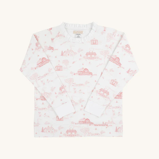 Cassidy Crewneck -York Town Toile with Worth Avenue White