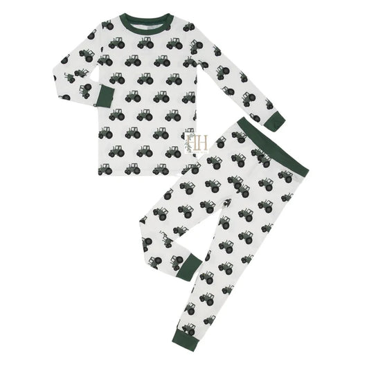 Green Tractor Bamboo Loungewear Set
