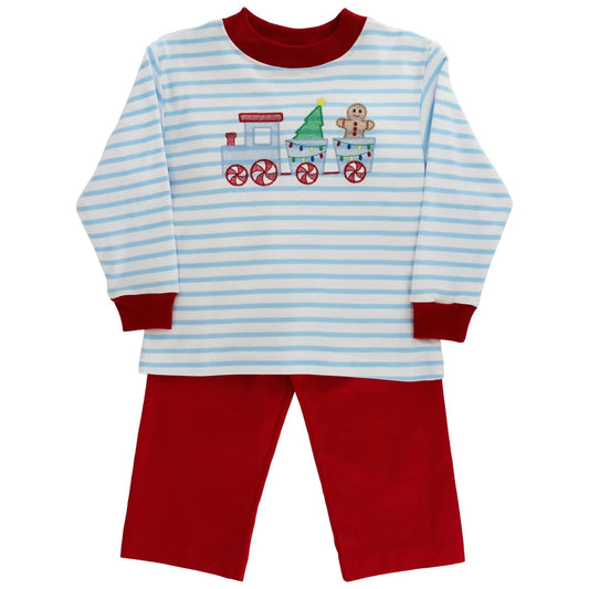 Gingerbread Express - Boys Knit Romper