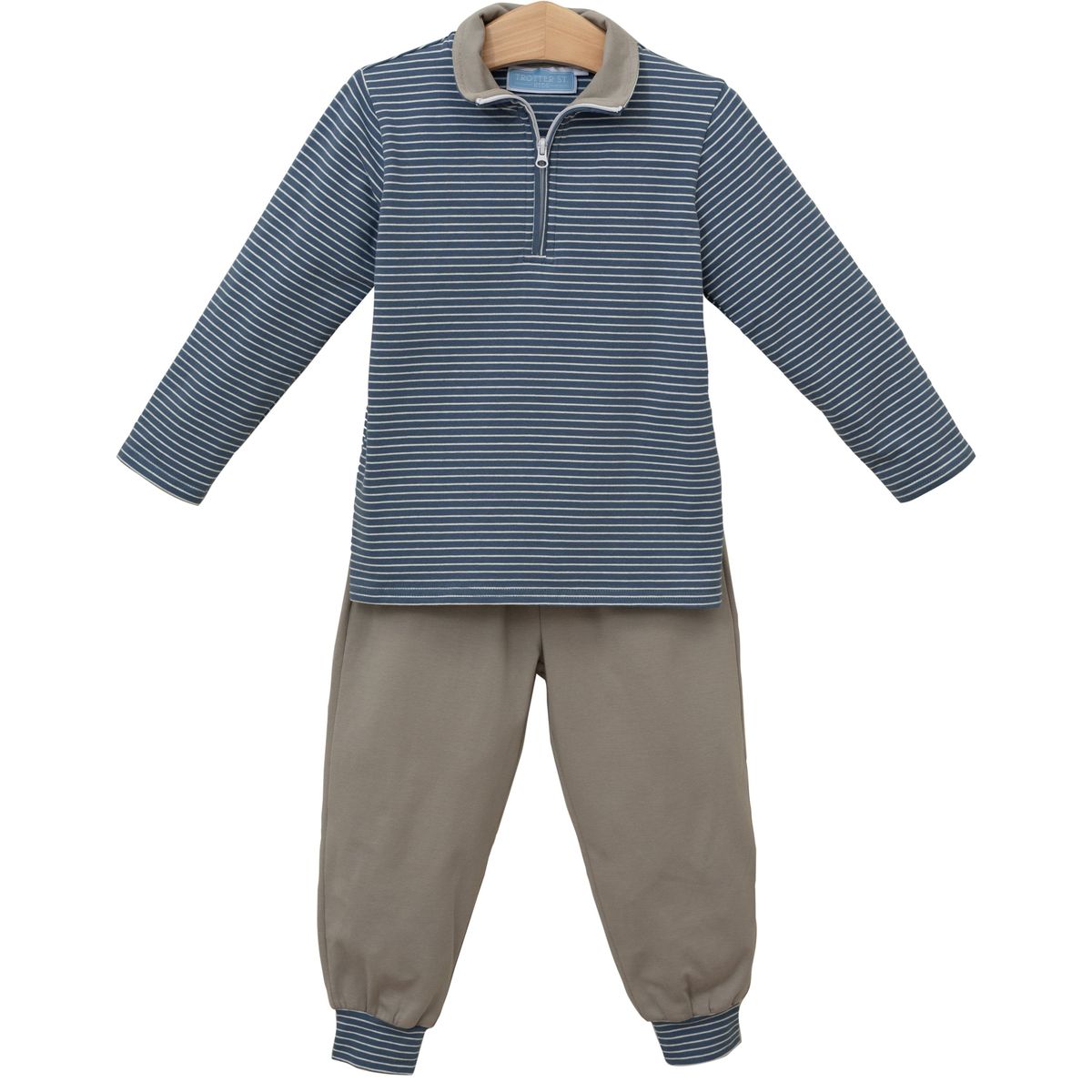 Tucker Pullover Set- Blue Stripe/Beige
