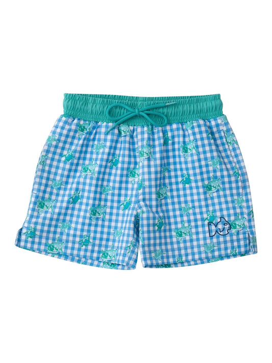 Boogie Board Swim Trunks- Gingham Turtles