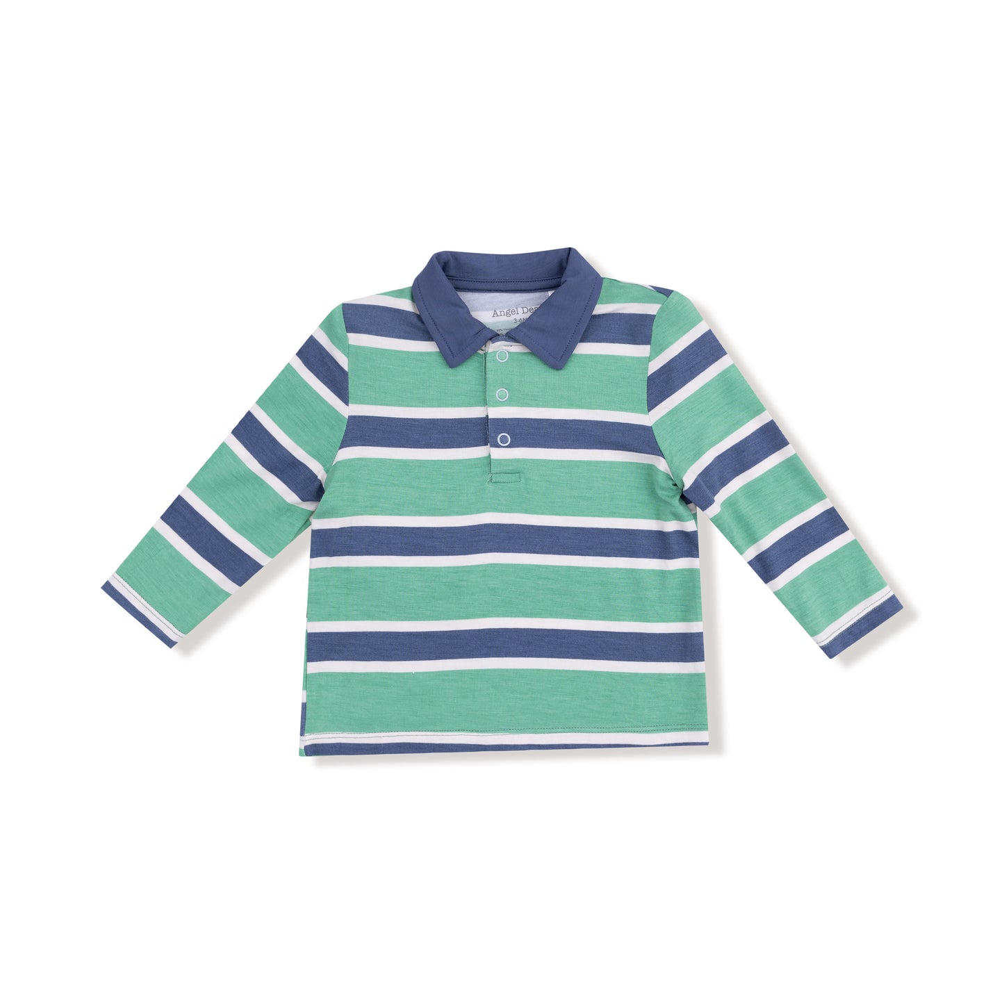 Rugby Stripe - Green And Navy - Polo L/s Shirt