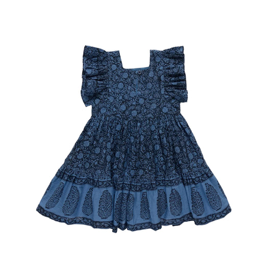 GIRLS ELSIE DRESS - STELLAR BLUE GARDEN FLORAL