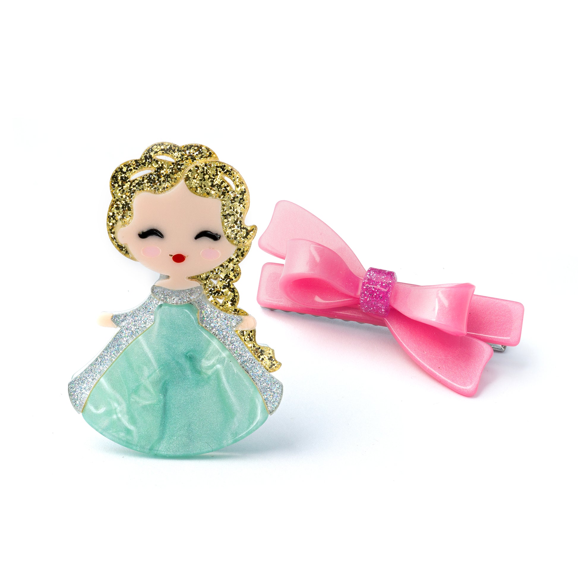 Decorative hair clip with a small doll-shaped accessory princess