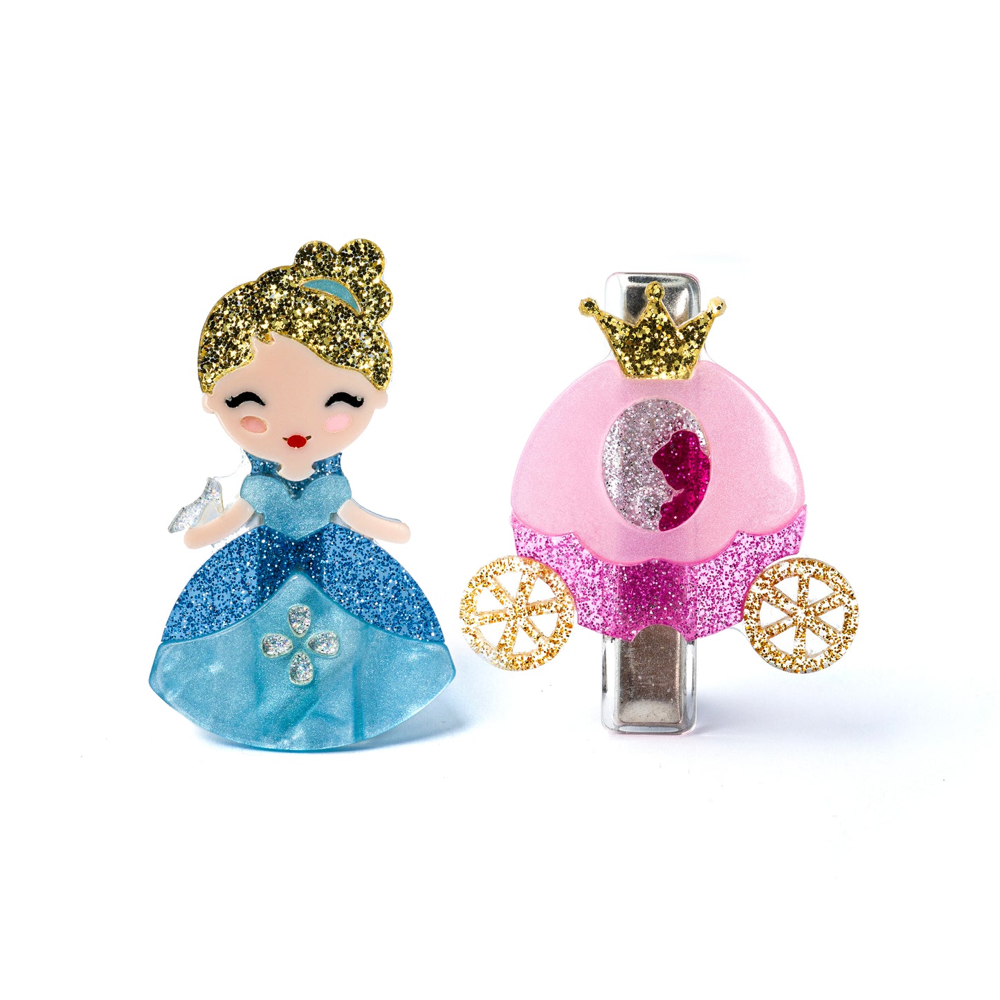 Decorative hair clip with princess design and carriage design