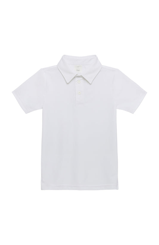 white plain performance polo 