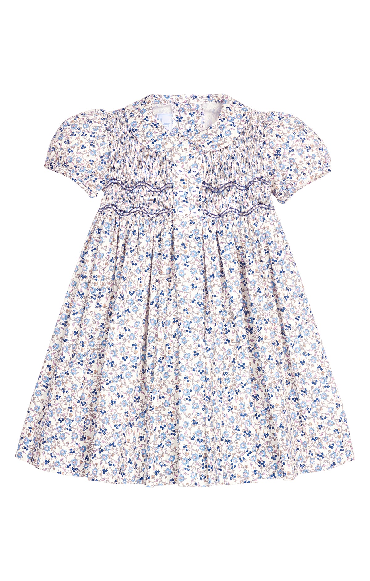 Floral Smocked Dress with navy and pink details 