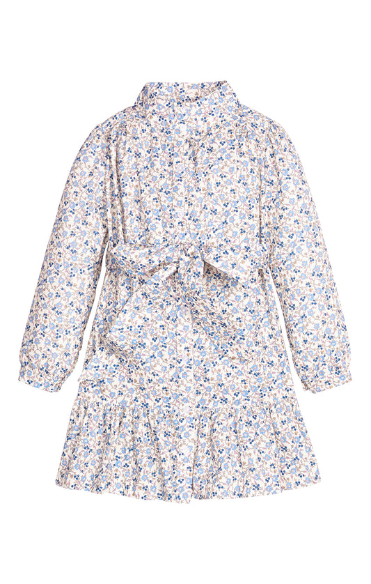 Floral dress with long sleeves on a white background