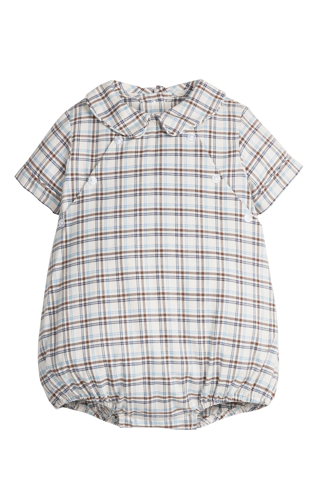 brown, blue, tan plaid bubble 