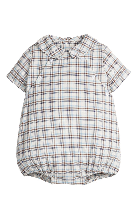 brown, blue, tan plaid bubble 