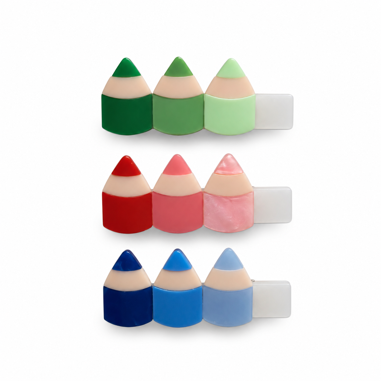 Colorful pencil-shaped hair clips 