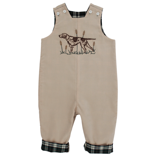 Longall reversible with bird dog on one side and green/navy plaid on backside 