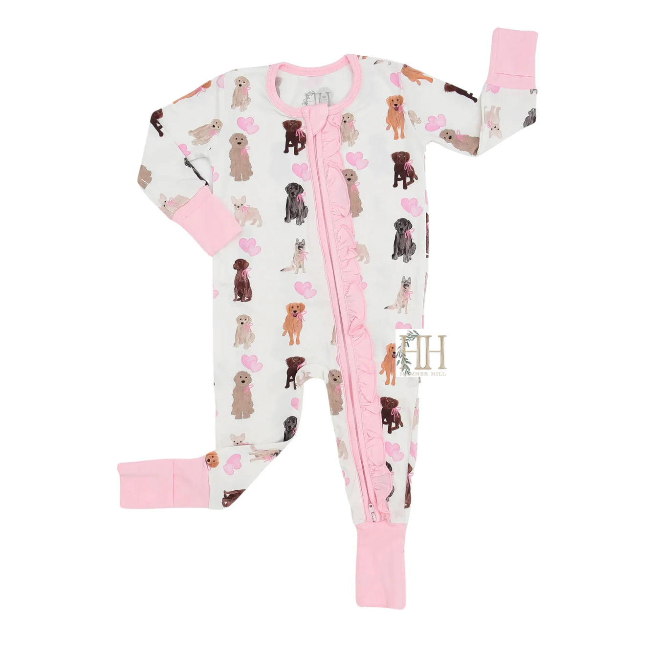 Puppy Party Romper - Bamboo (Pink)