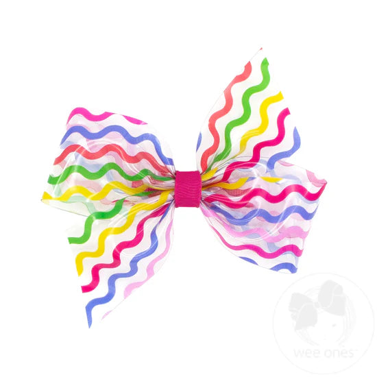 Bright multicolor swim hair bow.