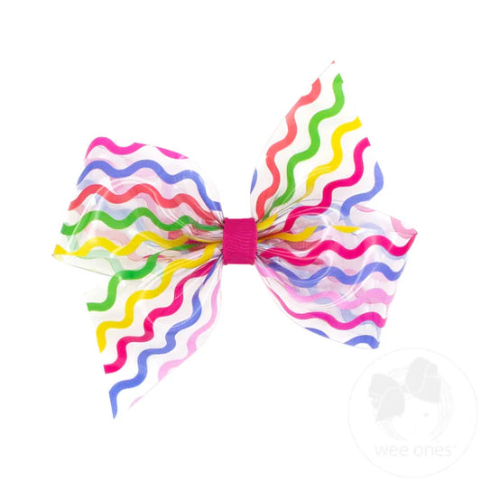 Bright multicolor swim hair bow.