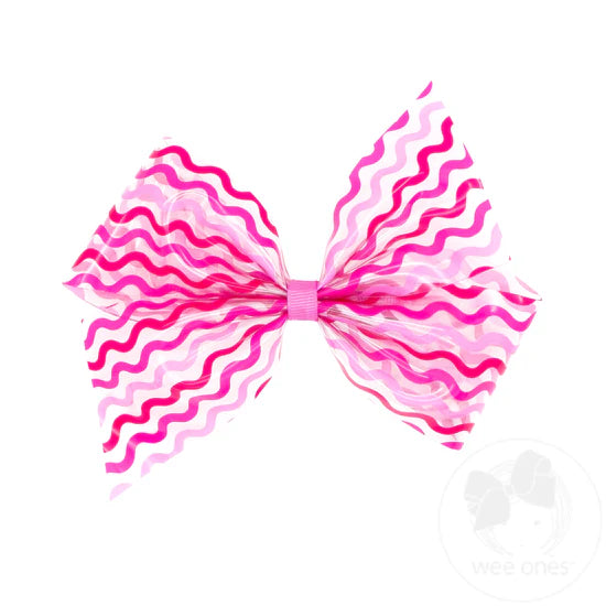 Bright Pink Wavy Stripe Swim Bow.