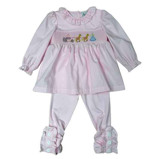 Smocked Pink Gingham Princess Pant Set
