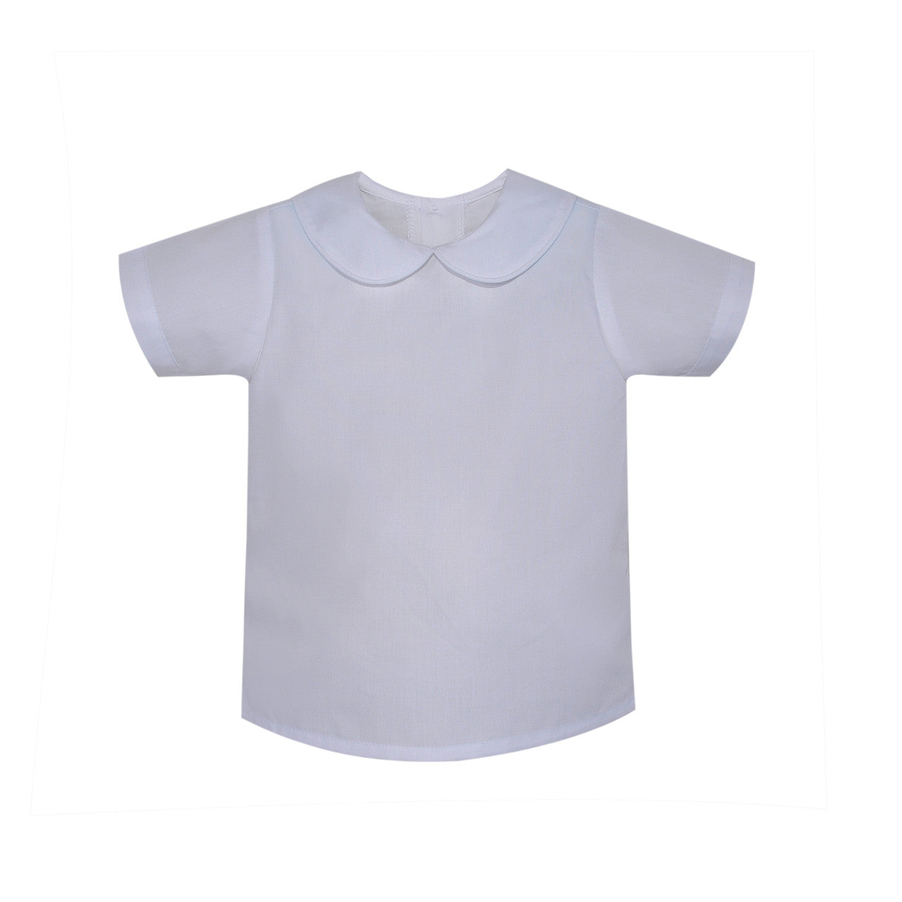 White Piped Shirt with Peter Pan Collar