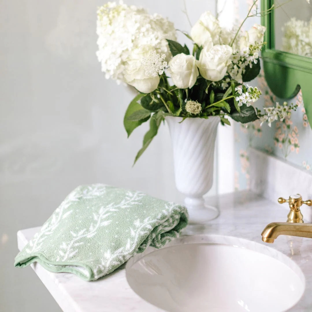 Patterned Scallop Hand Towels (pair) - Willow