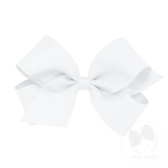 Classic Grosgrain Hair Bow (Plain Wrap) - White