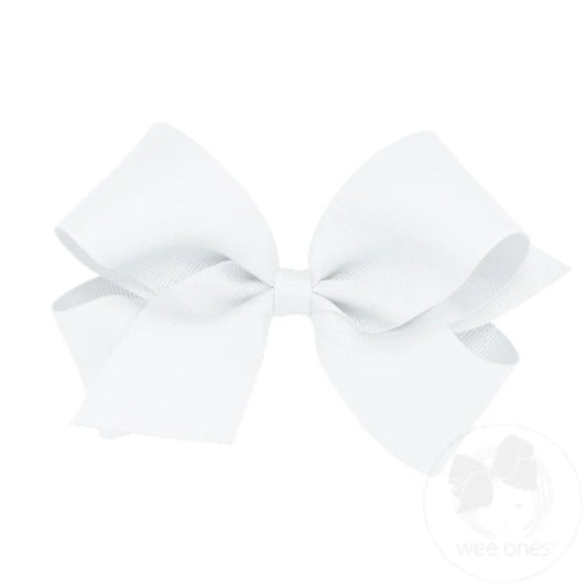 Classic Grosgrain Hair Bow (Plain Wrap) - White